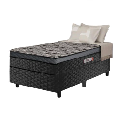 Cama Box Solteiro Conjugada Molas Ensacadas Delta 88x188x60cm Cinza / Preto Hellen — foto 1