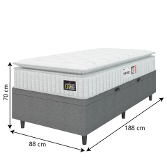 Cama Box Baú Colchão Solteiro Espuma D33 Vangogh Pillow Top 88x188x70cm Hellen - Suporta até 120kg por Pessoa — foto 4