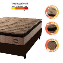 Cama Box Casal Colchão Espuma D33 Pillow Top Van Gogh 138x188x67cm Marrom Hellen - Suporta até 120kg — foto 5