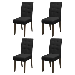 Conjunto Com 4 Cadeiras Estofada Sala de Jantar Dubai Castanho / Preto Dobuê — foto 1