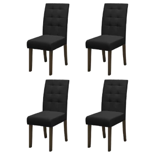 Conjunto Com 4 Cadeiras Estofada Sala de Jantar Dubai Castanho / Preto Dobuê