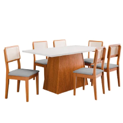 Conjunto Sala de Jantar Mesa 1,60m Trento 6 Cadeiras Santiago Dobuê — foto 7