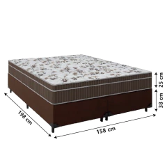 Cama Box Casal Queen Colchão Espuma Orthoface Polar 158x198x63cm Marrom - Suporta Até 120kg Por Pess — foto 3
