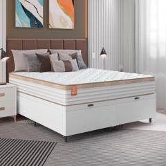 Cama Box Baú Colchão Casal King Molas Ensacadas Real 193x203x68cm Inducol — foto 2