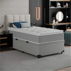 Cama Box Baú Solteiro Molas Ensacadas Pillow Top 88x188x66cm Martino Cinza Umaflex — foto 2
