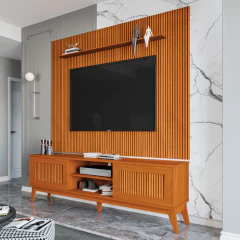 Rack Bancada King Com Painel Para TV Até 75 Polegadas 1,79m Avante Cedro Ripado Impressão 3D EDN — foto 2