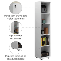 Armário Multiuso Lavanderia Com Chave e Rodízios 1 Porta Lune J&A — foto 4