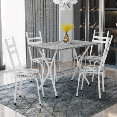 Conjunto de Mesa Sala De Jantar Leia 1,20m Com 4 Cadeiras Granito Tubular Artefamol — foto 3