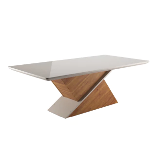Mesa Sala de Jantar Tampo com Vidro Engel 1,80m Madeirado/Off White Viero