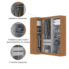Quarto Modulado de Canto Madrid com 5 Portas e 2 Gavetas Maxel — foto 9