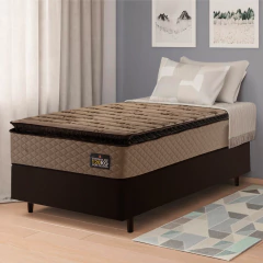 Cama Box Solteiro Colchão Espuma D33 Pillow Top Van Gogh 88x188x67cm Marrom Hellen — foto 2