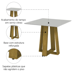 Mesa Athenas 0,90x0,90 Dobuê Carvalho/Off White — foto 3