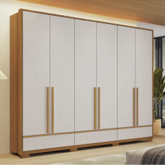 Guarda Roupas Casal 6 Portas 3 Gavetas 100% MDF Espanha Madeirado / Off White Notável — foto 2