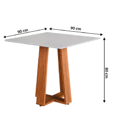 Mesa para Sala de Jantar Athenas Quadrada Madeirado/Off White Dobuê — foto 2