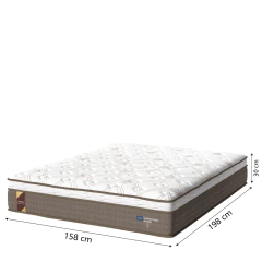 Cama Box Baú Casal Queen Colchão Molas Ensacadas Guarda Costas Alameda Probel 158x198x71cm Suede Marrom / Branco — foto 5