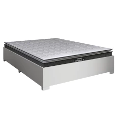 Cama Box Casal Desmontável com Colchão Molas Ensacadas Pillow Maximus 138x188cm Cinza/Branco — foto 1