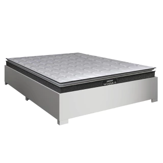 Cama Box Casal Desmontável com Colchão Molas Ensacadas Pillow Maximus 138x188cm Cinza/Branco