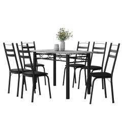 Conjunto De Mesa Sala de Jantar Leia Com 6 Cadeiras Tubular Granito 1,40m Artefamol — foto 1