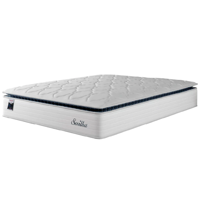Colchão Casal King Molas Ensacadas Com Pillow Sevilha 193x203x33cm Branco/Cinza Hellen