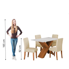 Conjunto de Mesa Sala de Jantar Tampo com Vidro 1,36m Grécia 4 Cadeiras Trieste Dobuê — foto 12