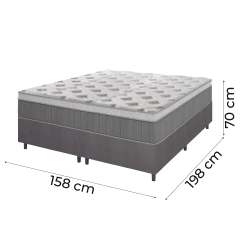 Cama Box Casal Queen Colchão Molas Ensacadas Ômega 158x198x70cm Cinza / Branco Hellen — foto 3