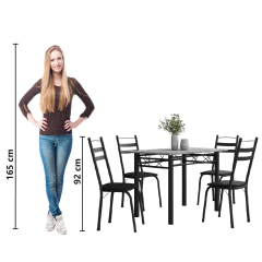 Conjunto De Mesa Sala de Jantar Com 4 Cadeiras Leia Tubular Granito 1,20m Artefamol — foto 12