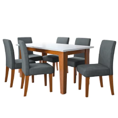 Conjunto Sala de Jantar Mesa Miami 1,60m 6 Cadeiras Trieste Dobuê — foto 6