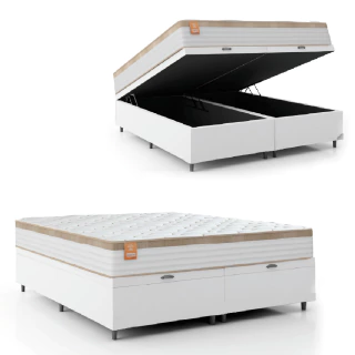 Cama Box Baú Colchão King Molas Ensacadas Prime Plus 193x203x83cm Hellen