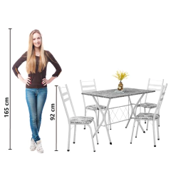 Conjunto de Mesa Sala De Jantar Leia 1,20m Com 4 Cadeiras Granito Tubular Artefamol — foto 7