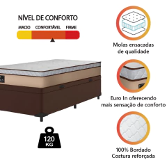 Cama Box Baú Solteiro Gazin Colchão Molas Ensacadas 88x188x65cm Maximus — foto 8
