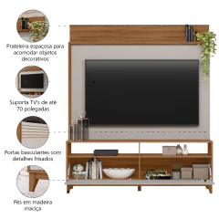 Estante Home Theater Para TV Até 70 Polegadas 1,60m Granada Madeirado / Off White Notável — foto 4