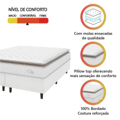 Cama Box Colchão Casal King Molas Ensacadas City Pillow Top 193x203x61cm Linho Hellen — foto 5