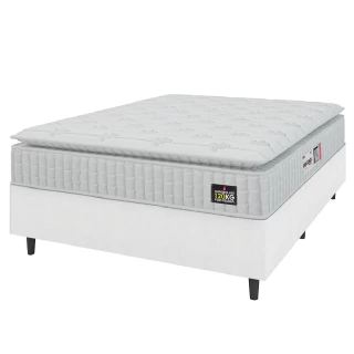 Cama Box Casal Queen Colchão Espuma D33 Pillow Top Van Gogh 158x198x67cm Branco Linho Hellen