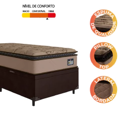 Cama Box Baú Solteiro Colchão Espuma D33 Pillow Top Van Gogh 88x188x70cm Marrom Hellen - Suporta até 120 kg por Pessoa — foto 6