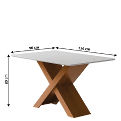 Conjunto de Mesa Sala de Jantar Tampo com Vidro 1,36m Grécia 4 Cadeiras Trieste Dobuê — foto 9