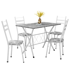 Conjunto de Mesa Sala De Jantar Leia 1,20m Com 4 Cadeiras Granito Tubular Artefamol — foto 2