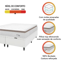 Cama Box Colchão Baú Casal Queen Molas Ensacadas City Pillow Top 158x198x64cm Hellen — foto 6