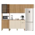 Armário de Cozinha Completa Modulada Com Balcão Nicho Para Micro Ondas Vert Plus Madeirado/Off White