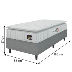 Cama Box Colchão Solteiro Espuma D33 Vangogh Pillow Top 88x188x67cm Branco / Cinza Hellen - Suporta — foto 3