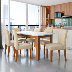 Conjunto Sala de Jantar Mesa Miami 1,60m 6 Cadeiras Trieste Dobuê — foto 2