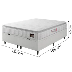 Cama Box Baú Casal Queen Colchão Espuma D33 Pillow Top Van Gogh 158x198x65cm Hellen — foto 5