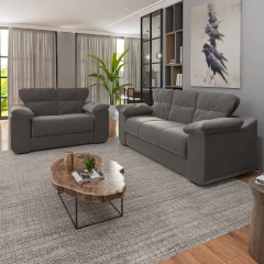 Conjunto de Sofá 2 e 3 Lugares Suede Cinza Londres Mamflex — foto 2