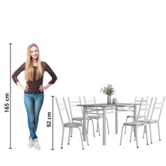 Conjunto De Mesa Sala de Jantar Leia Com 6 Cadeiras Tubular Granito 1,40m Artefamol — foto 12