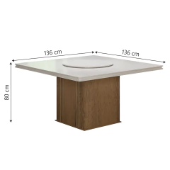 Mesa Amsterdã Tampo Giratório Dobuê Cedro / Off White 1,36m — foto 2