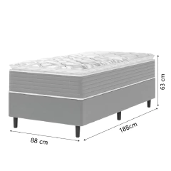 Cama Box Solteiro Molas Ensacadas Pillow Top 88x188x25cm Martino Cinza Umaflex — foto 3