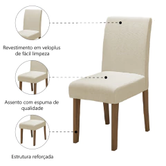 Conjunto Com 4 Cadeiras Estofada Sala de Jantar Trieste Siena Cedro / Areia Dobuê — foto 3