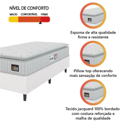 Cama Box Colchão Solteiro Espuma D33 Vangogh Pillow Top 88x188x67cm Hellen — foto 5