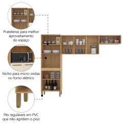 Armário de Cozinha Compacta 9 Portas 2,50m Versalhes Kit's Paraná — foto 11