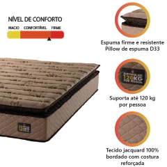 Colchão Casal Queen Espuma D33 Pillow Top Van Gogh 158x198x29cm Marrom Hellen - Suporta Até 120 Kg — foto 3