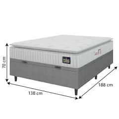 Cama Box Baú Colchão Casal Espuma D45 Lazio Pillow Top 138x188x70cm Hellen — foto 10